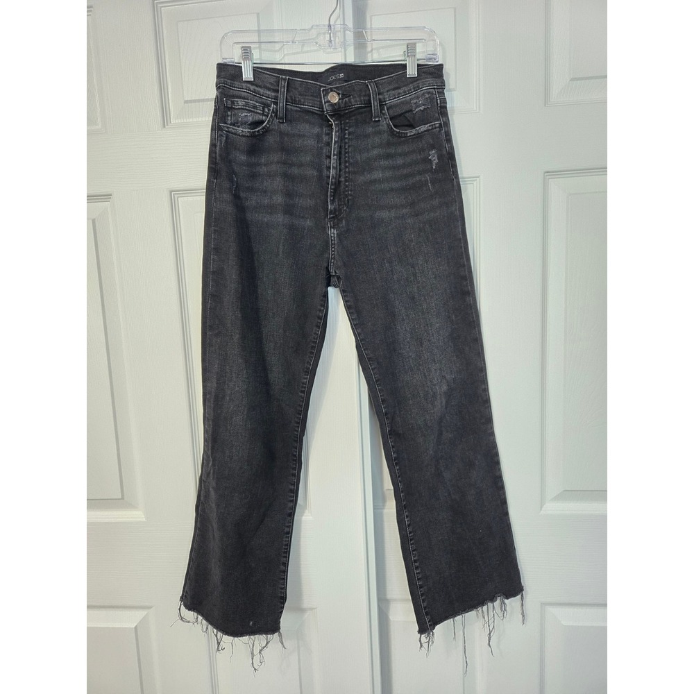 Joe's Jeans High Rise Wide Leg Faded Black Raw Hem Jeans 26